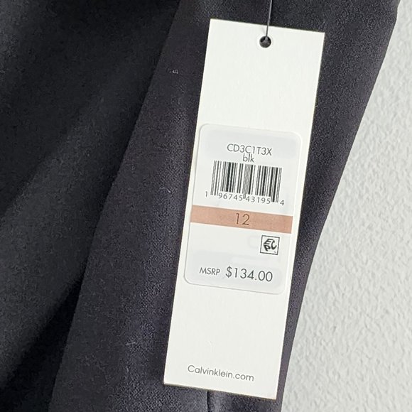 NWT Calvin Klein Sheath Midi Dress 12 Classic Black Sleeveless - Picture 9 of 9